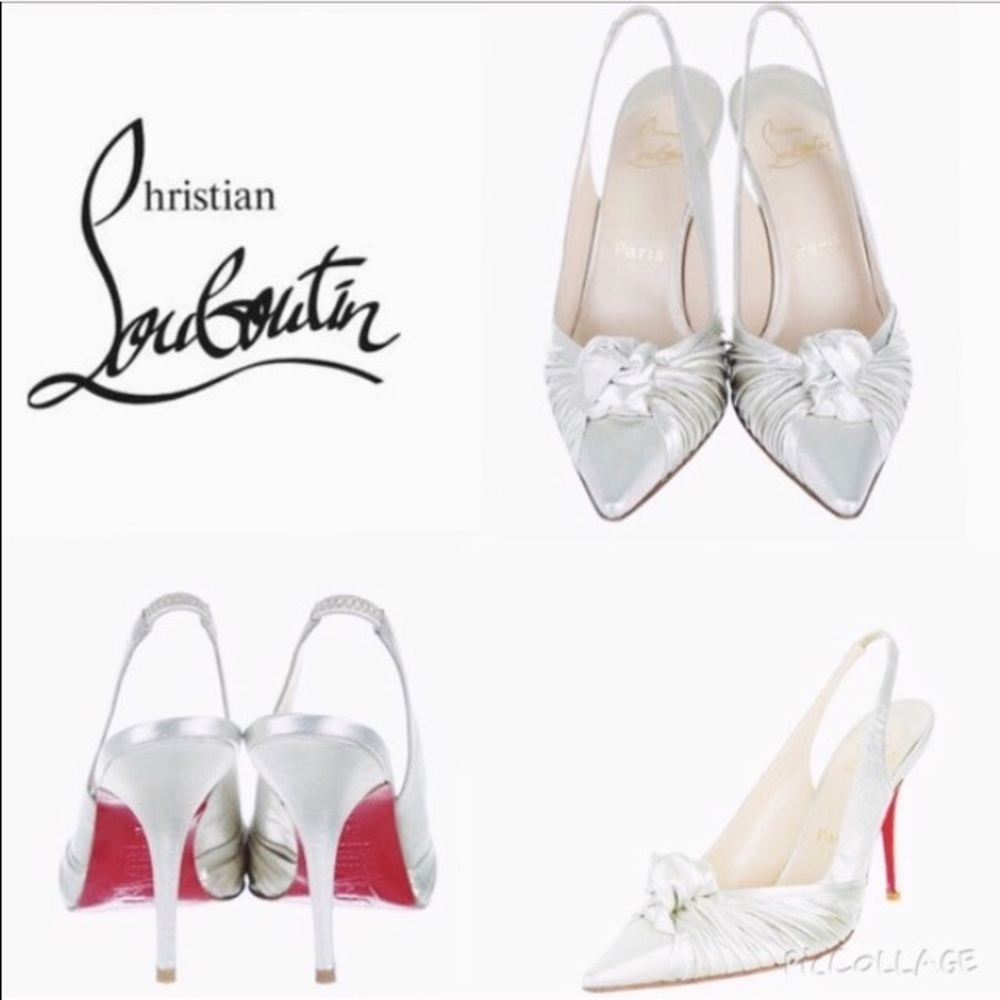 Christian Louboutin Ivory Satin Slingbacks Bridal